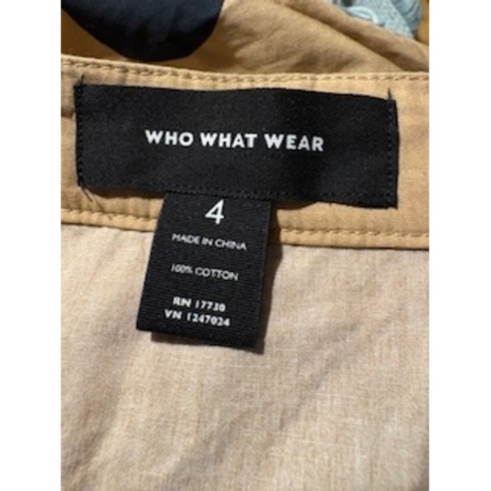 WHO WHAT WEAR Midi Skirt 4 Tan Black Polka Dot Button Front Cotton Retro A-Line - Picture 7 of 7